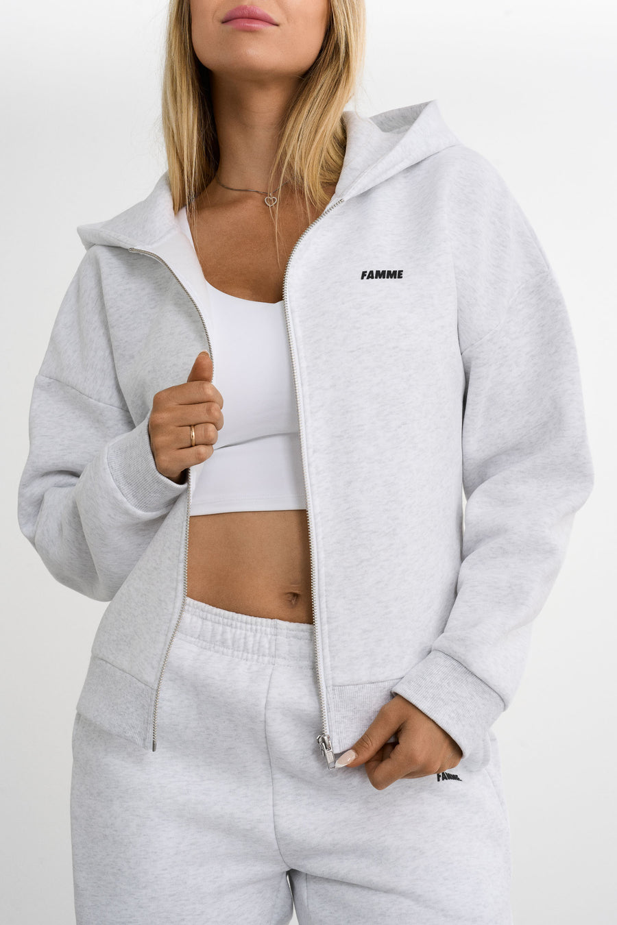 Essential Zip Hoodie · Grey