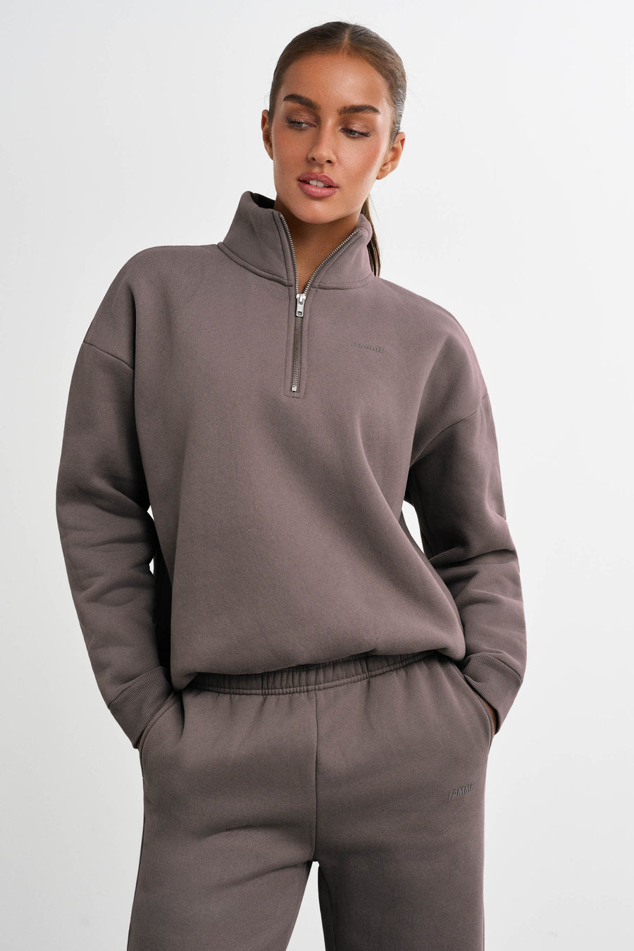 Half Zip Sweater · Mocha Grey
