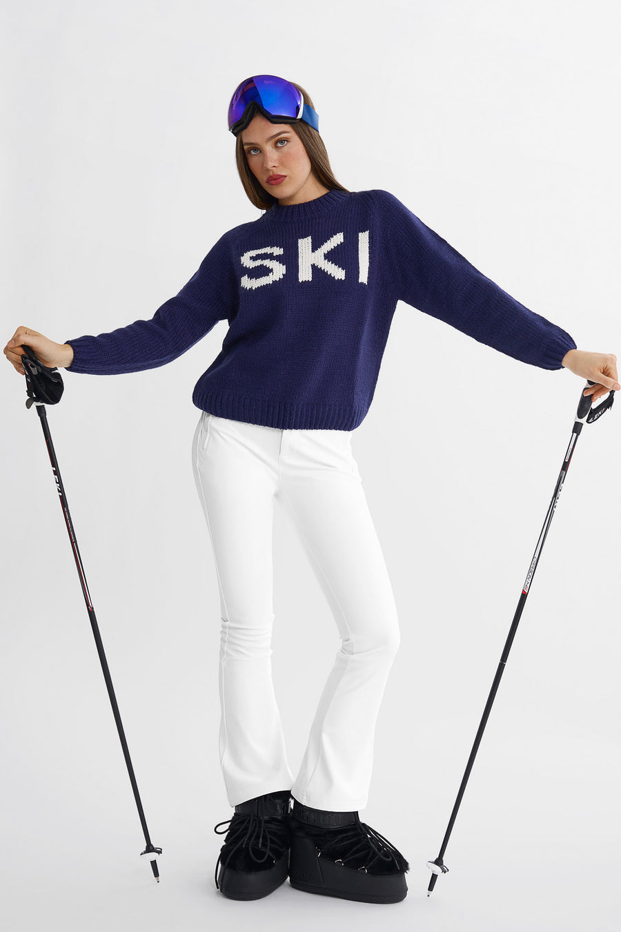 SKI Chunky Knit Sweater · Blue/White