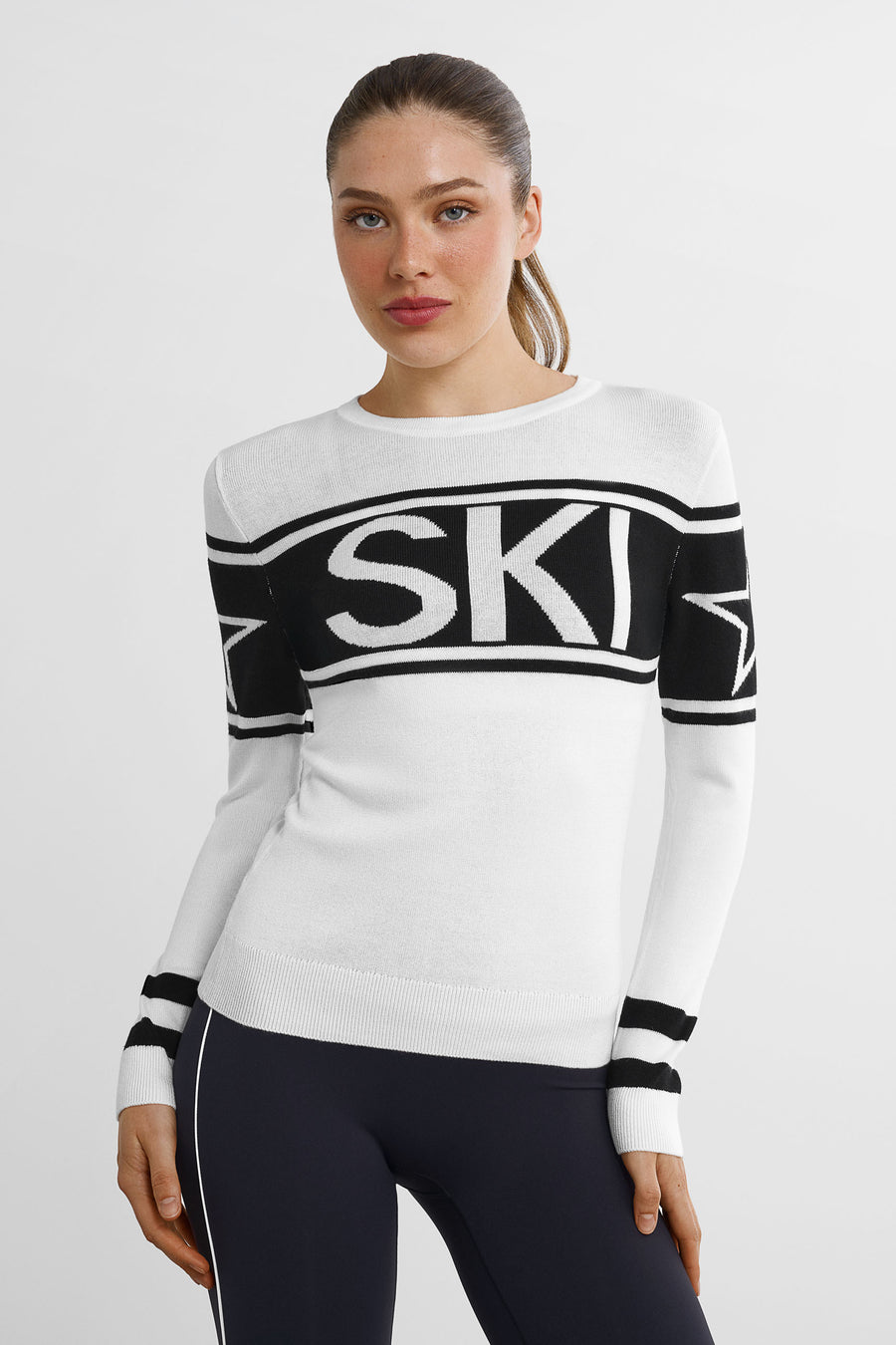 SKI Crewneck Sweater · White/Black