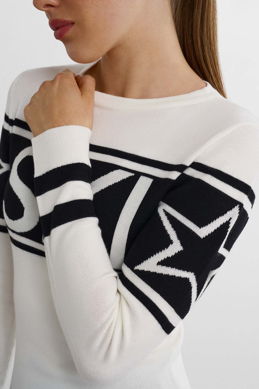 SKI Crewneck Sweater · White/Black